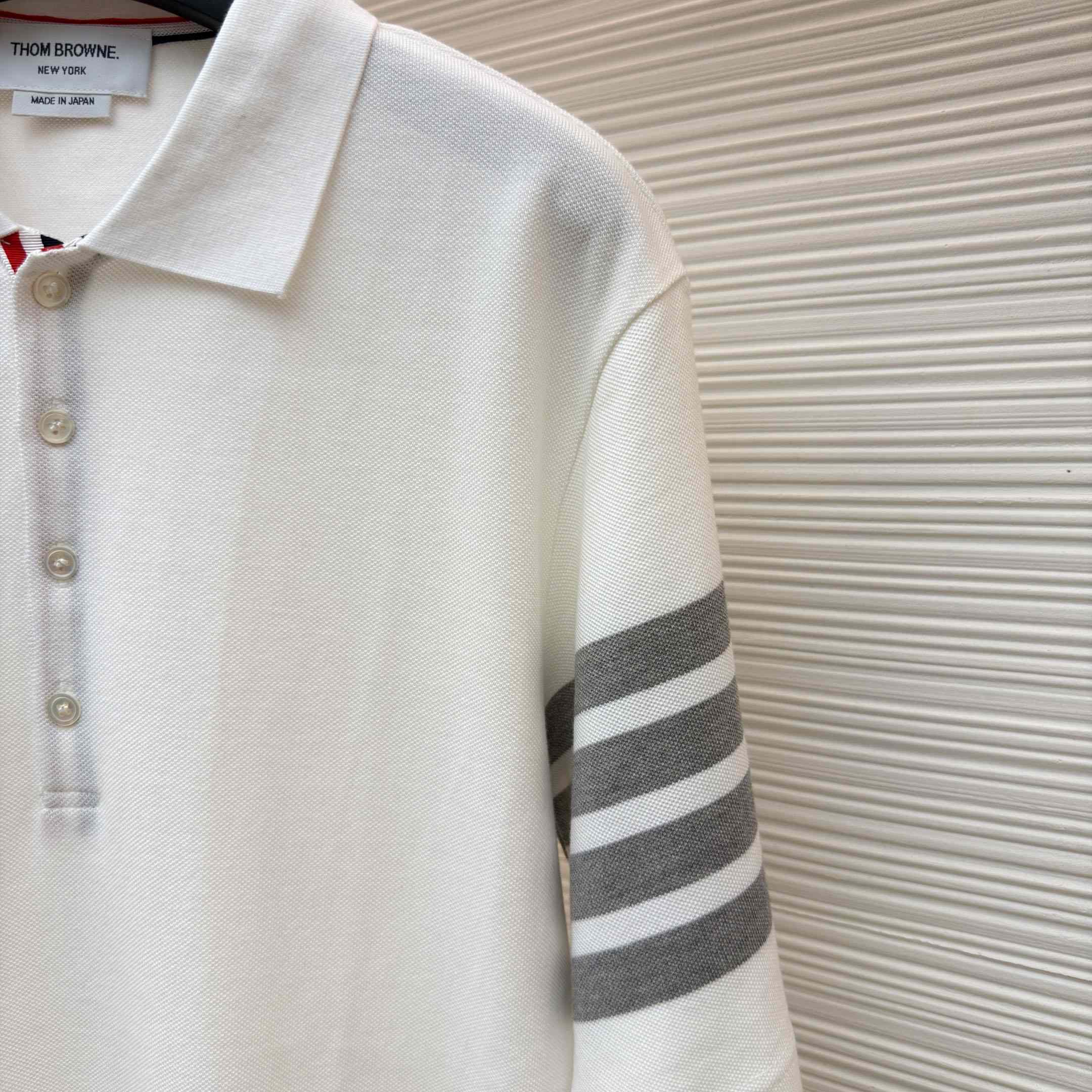 Thom Browne Classic Pique 4-Bar Short Sleeve Polo   - FashionPlug