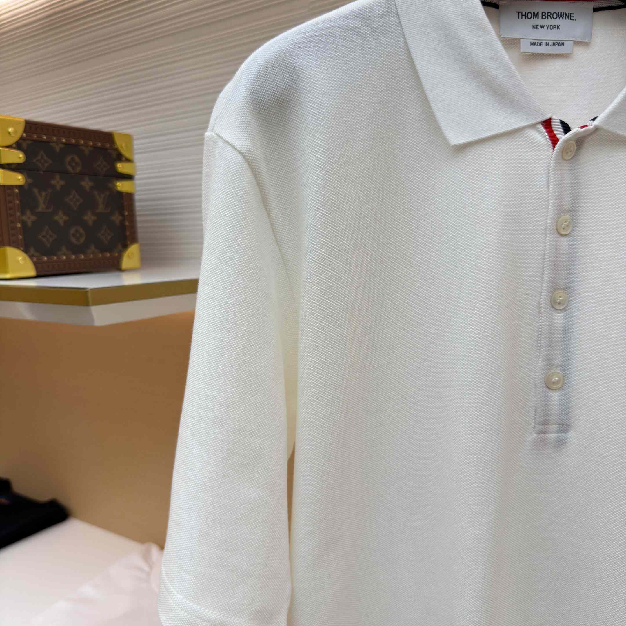 Thom Browne Classic Pique 4-Bar Short Sleeve Polo   - FashionPlug