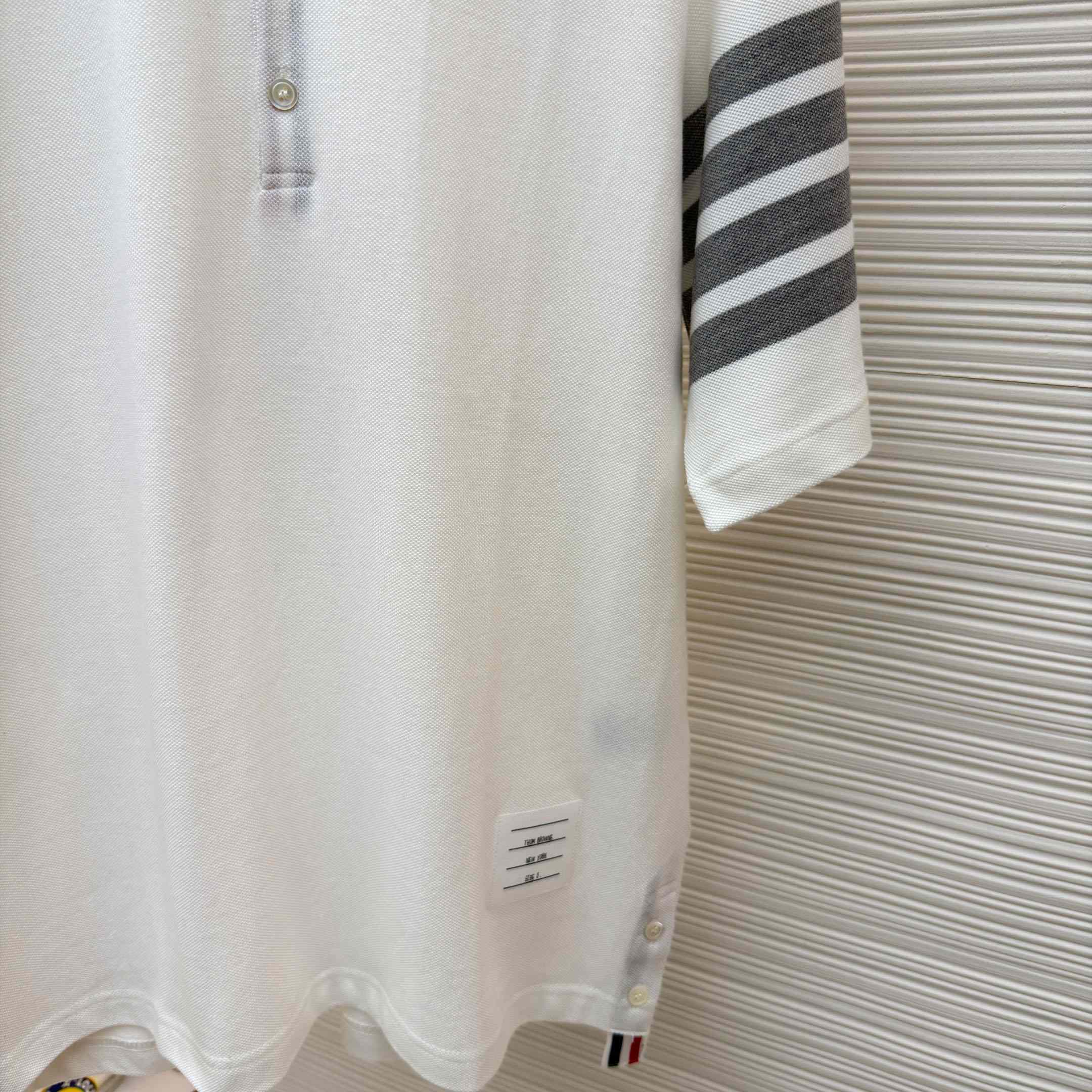 Thom Browne Classic Pique 4-Bar Short Sleeve Polo   - FashionPlug