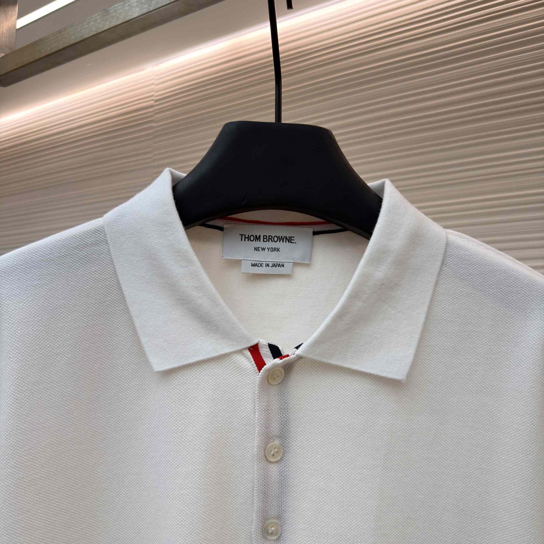 Thom Browne Classic Pique 4-Bar Short Sleeve Polo   - FashionPlug