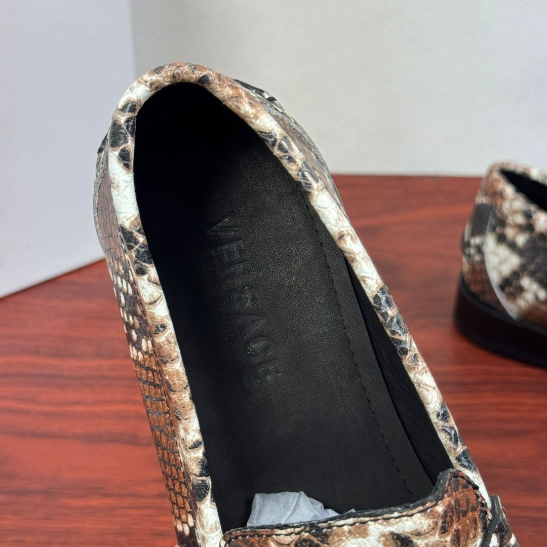 Versace Snakeskin-Effect Loafers - FashionPlug