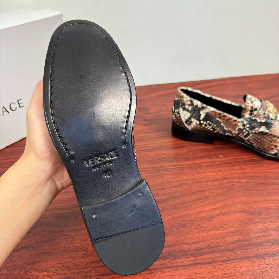 Versace Snakeskin-Effect Loafers - FashionPlug