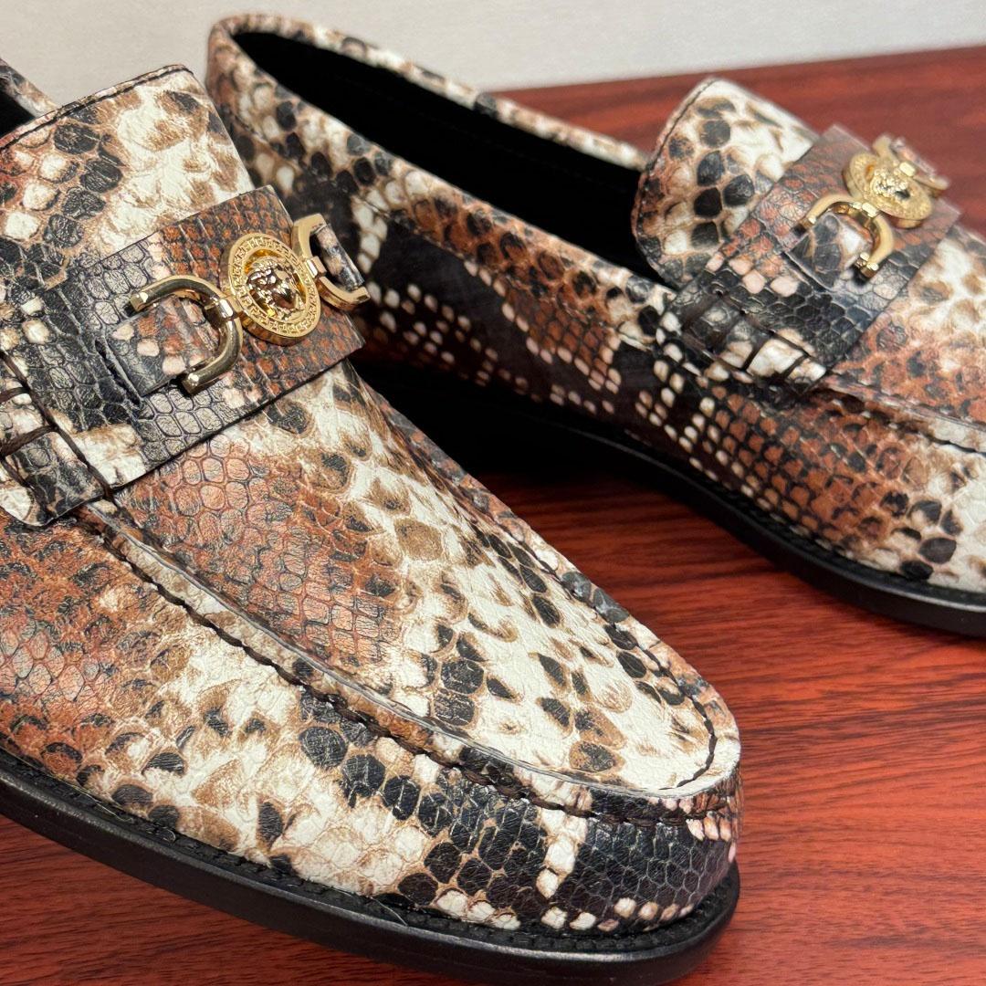 Versace Snakeskin-Effect Loafers - FashionPlug