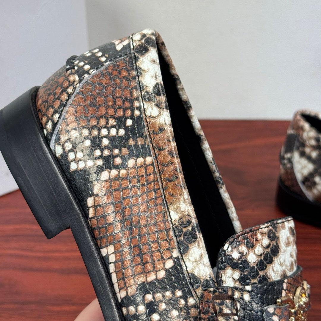 Versace Snakeskin-Effect Loafers - FashionPlug