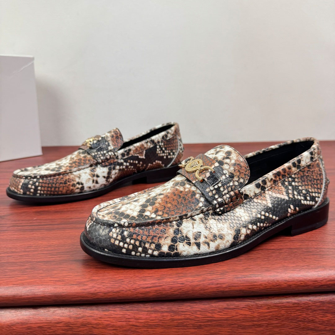 Versace Snakeskin-Effect Loafers - FashionPlug