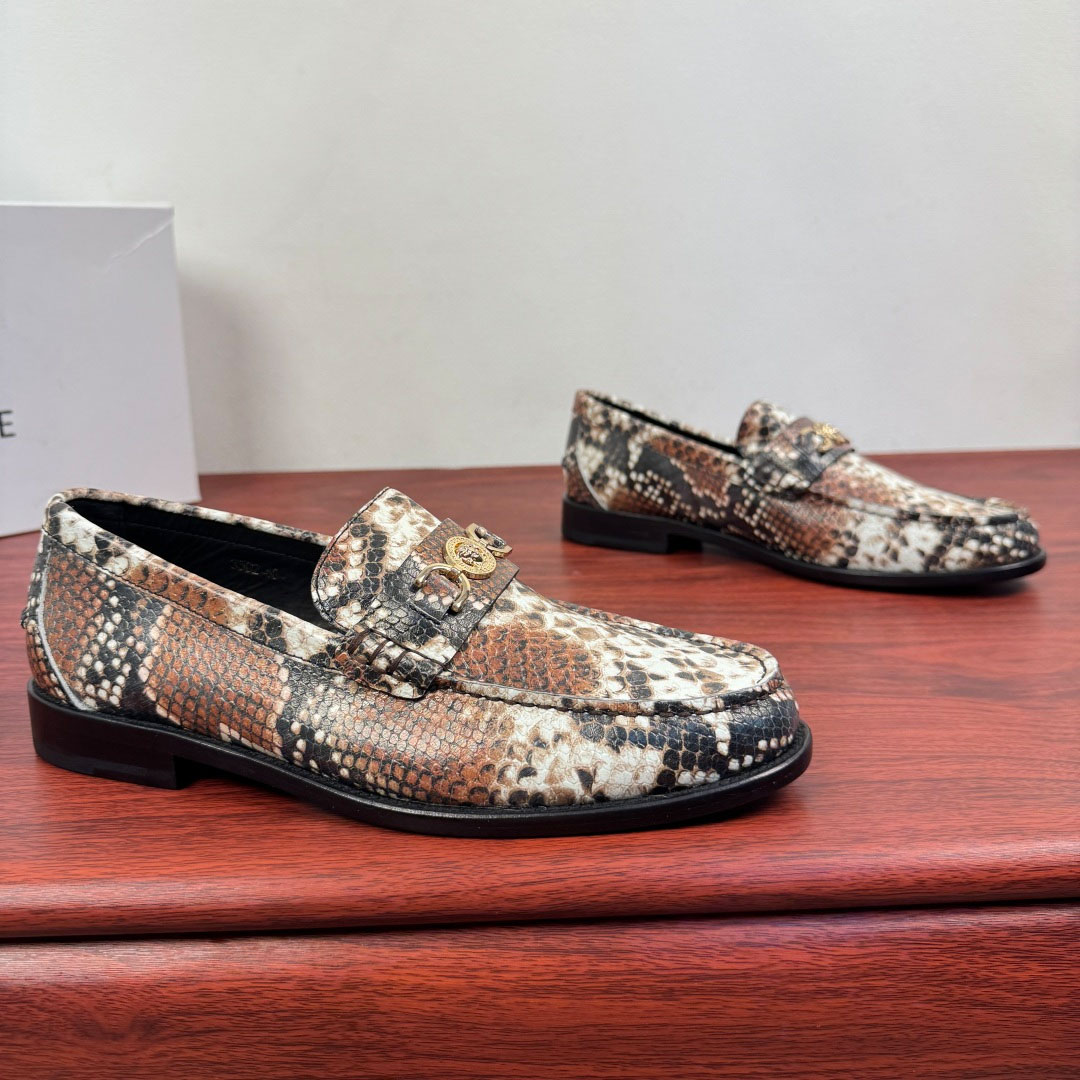 Versace Snakeskin-Effect Loafers - FashionPlug