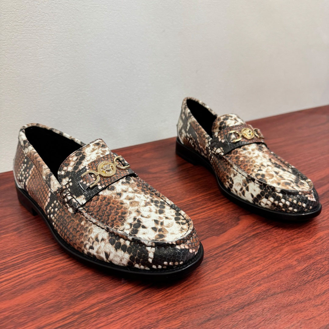 Versace Snakeskin-Effect Loafers - FashionPlug