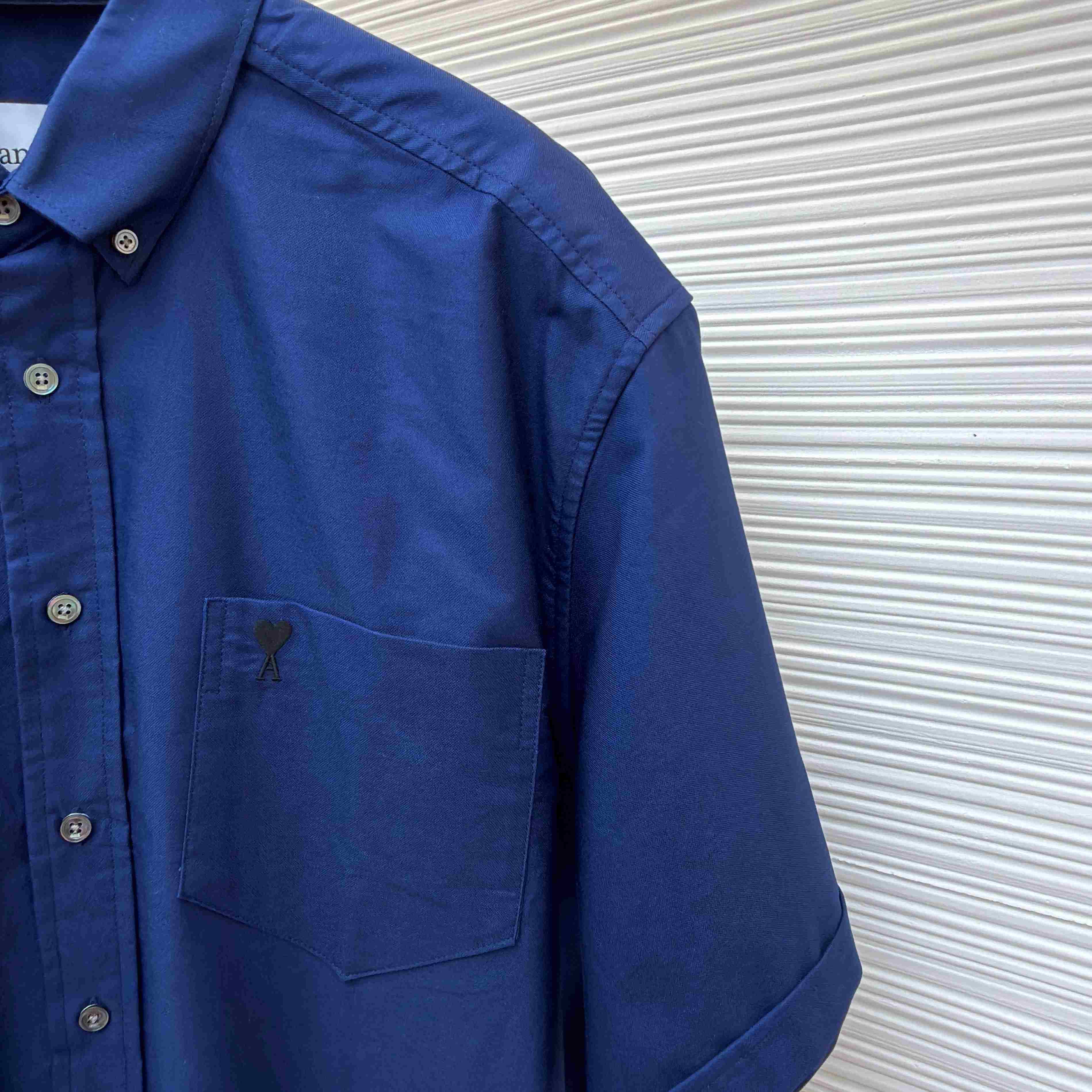 AMI Paris Ami Button-Down Short-Sleeve Shirt - FashionPlug