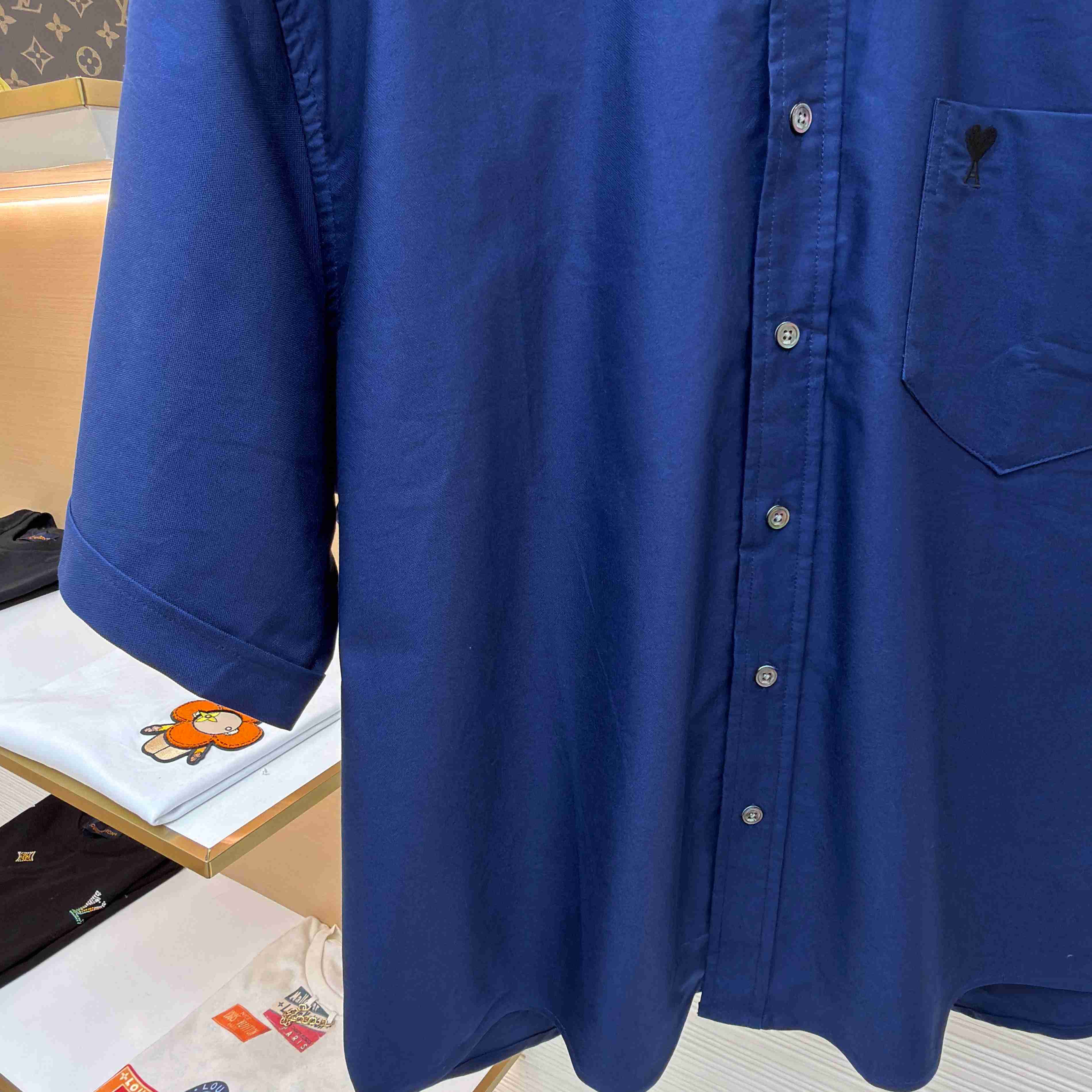 AMI Paris Ami Button-Down Short-Sleeve Shirt - FashionPlug