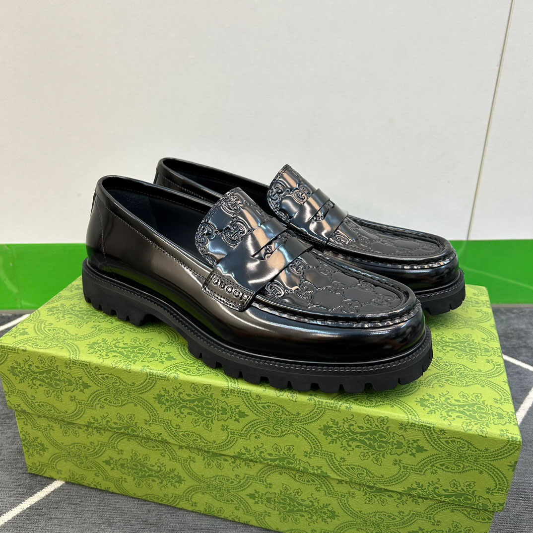 Gucci Web Striped Trim Loafers - FashionPlug