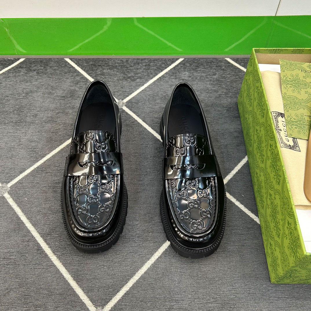 Gucci Web Striped Trim Loafers - FashionPlug