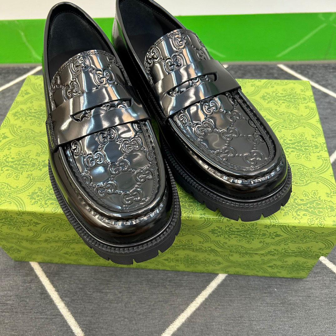 Gucci Web Striped Trim Loafers - FashionPlug