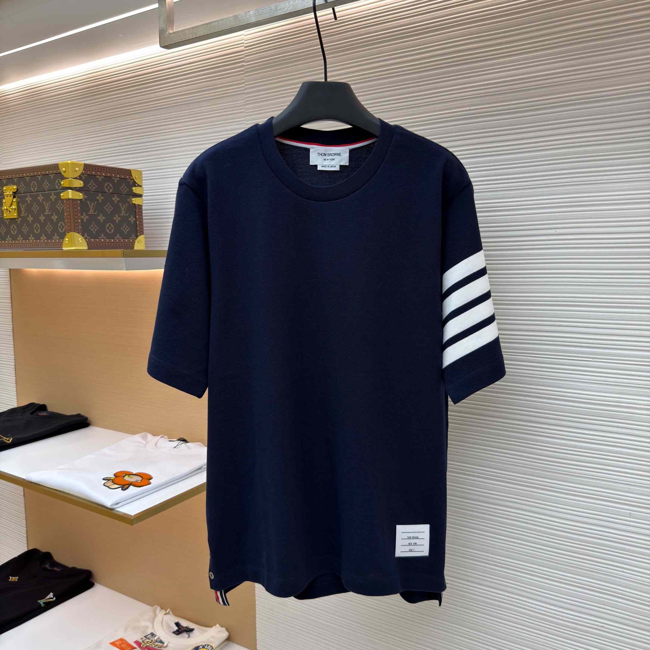Thom Browne Cotton 4-Bar Short Sleeve T-Shirt - FashionPlug