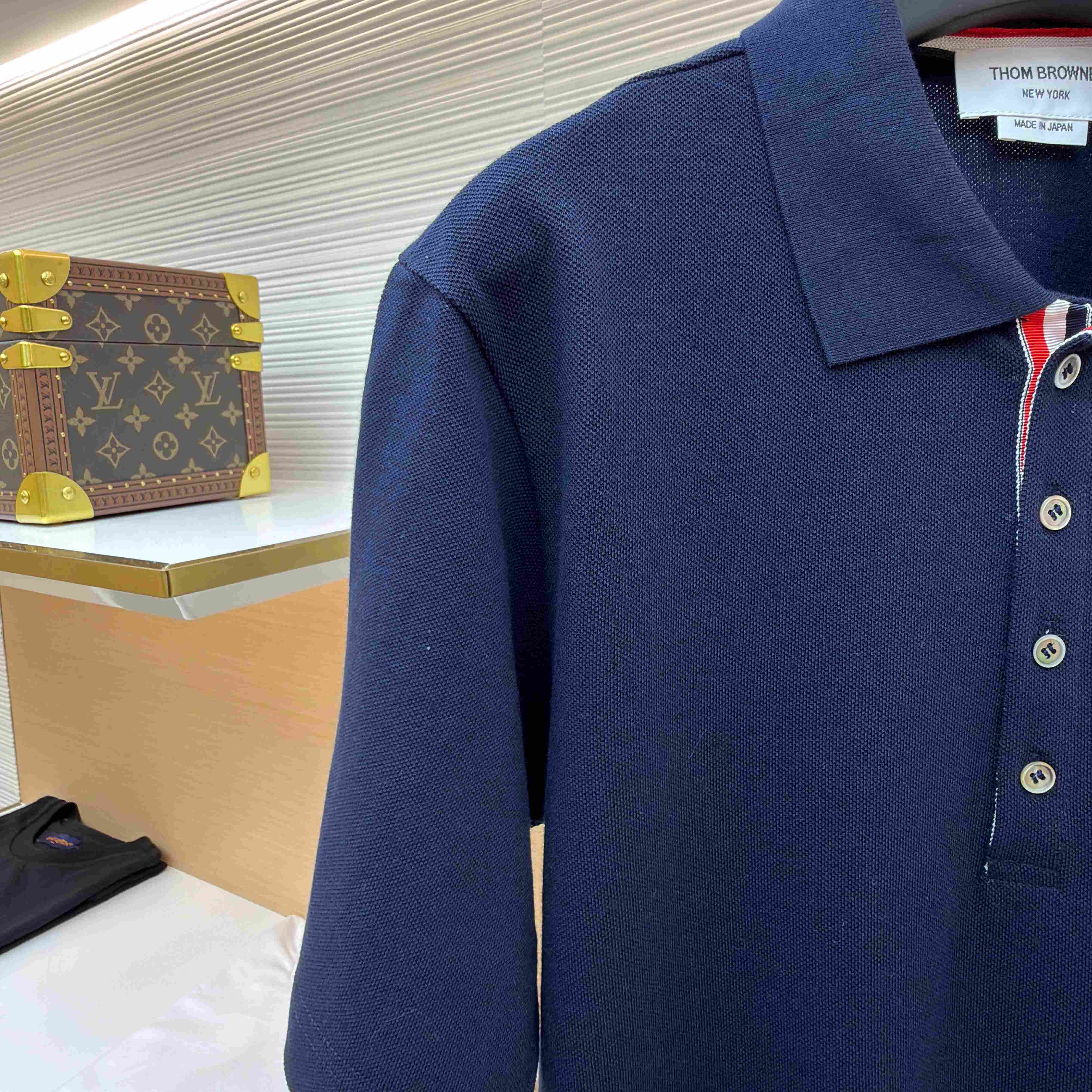 Thom Browne Classic Pique 4-Bar Short Sleeve Polo   - FashionPlug