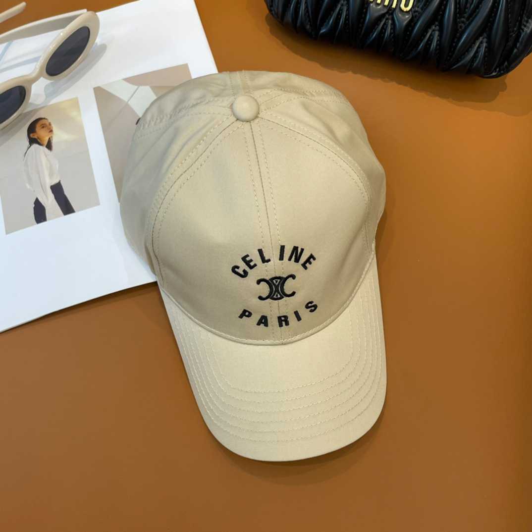 Celine Paris Triomphe Embroidered Baseball Cap  - FashionPlug