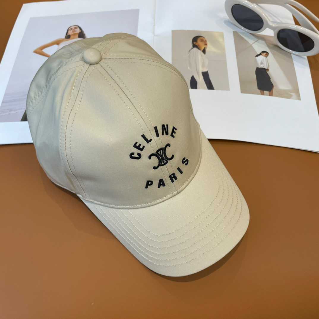 Celine Paris Triomphe Embroidered Baseball Cap  - FashionPlug