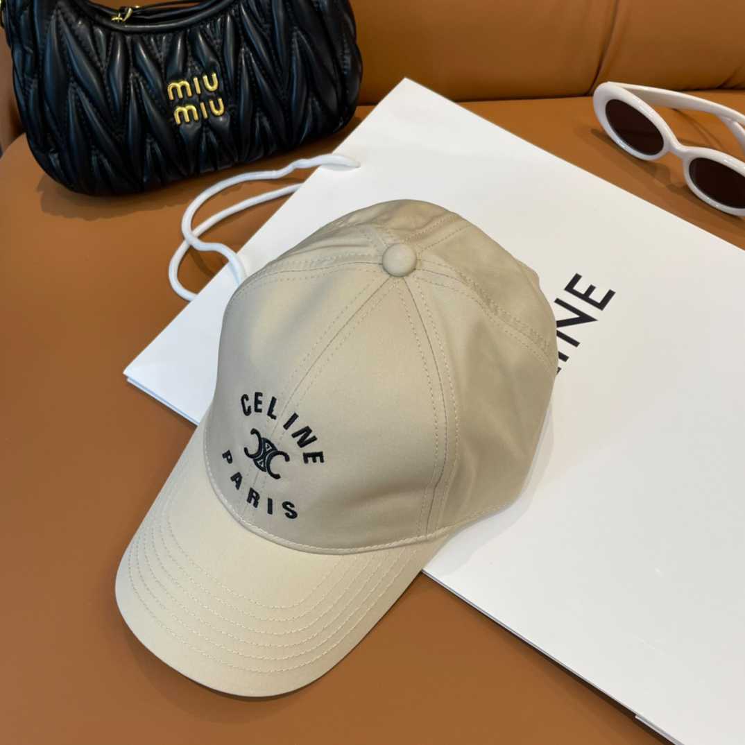 Celine Paris Triomphe Embroidered Baseball Cap  - FashionPlug