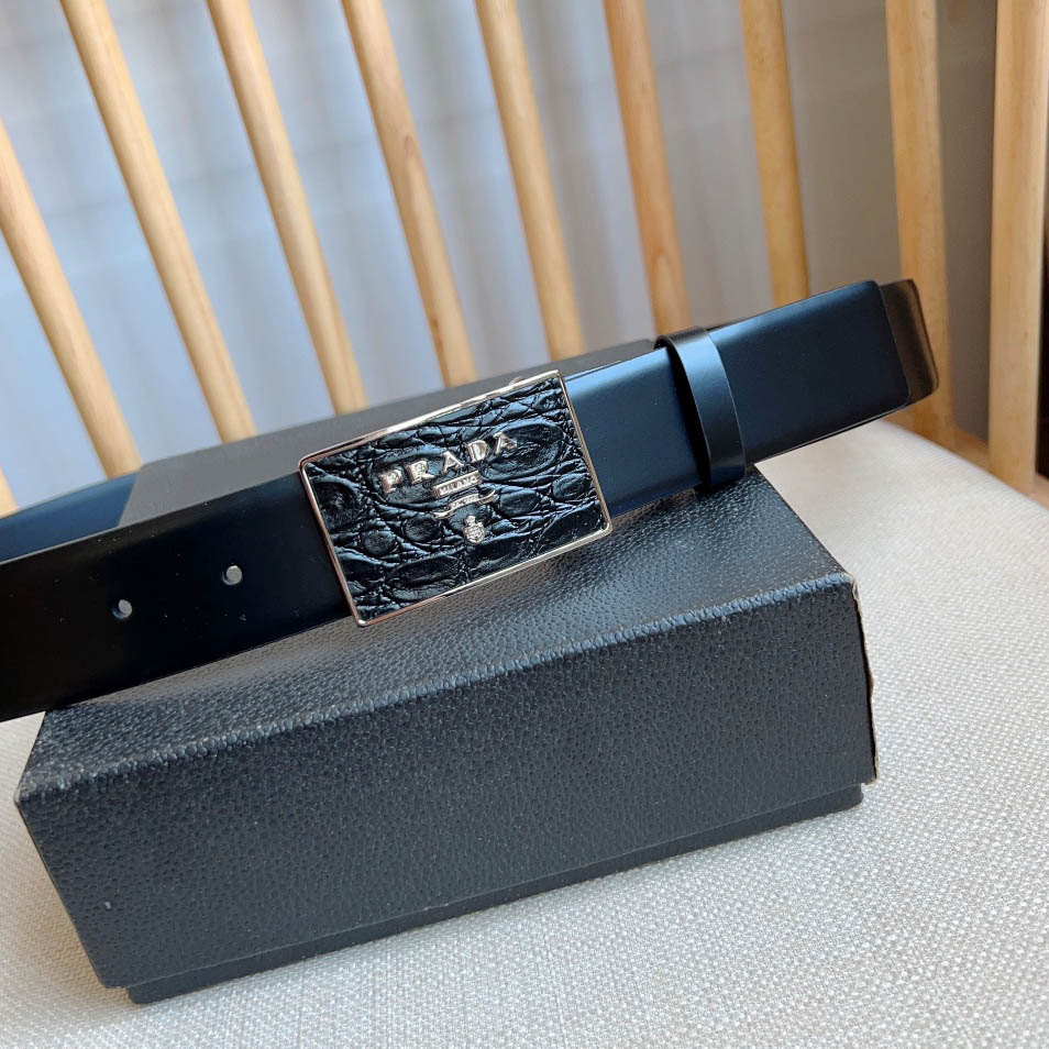 Prada Saffiano Leather Belt - FashionPlug
