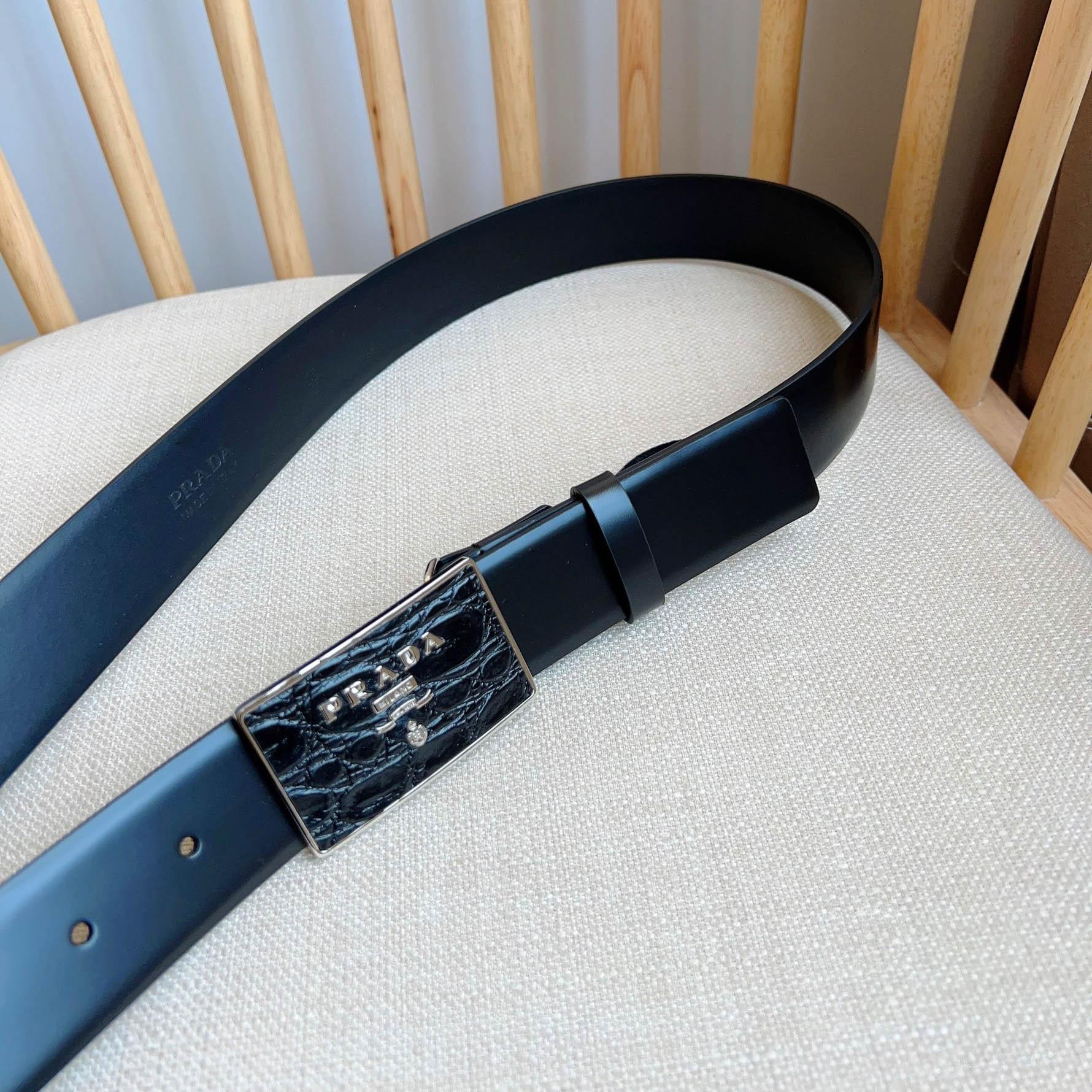Prada Saffiano Leather Belt - FashionPlug