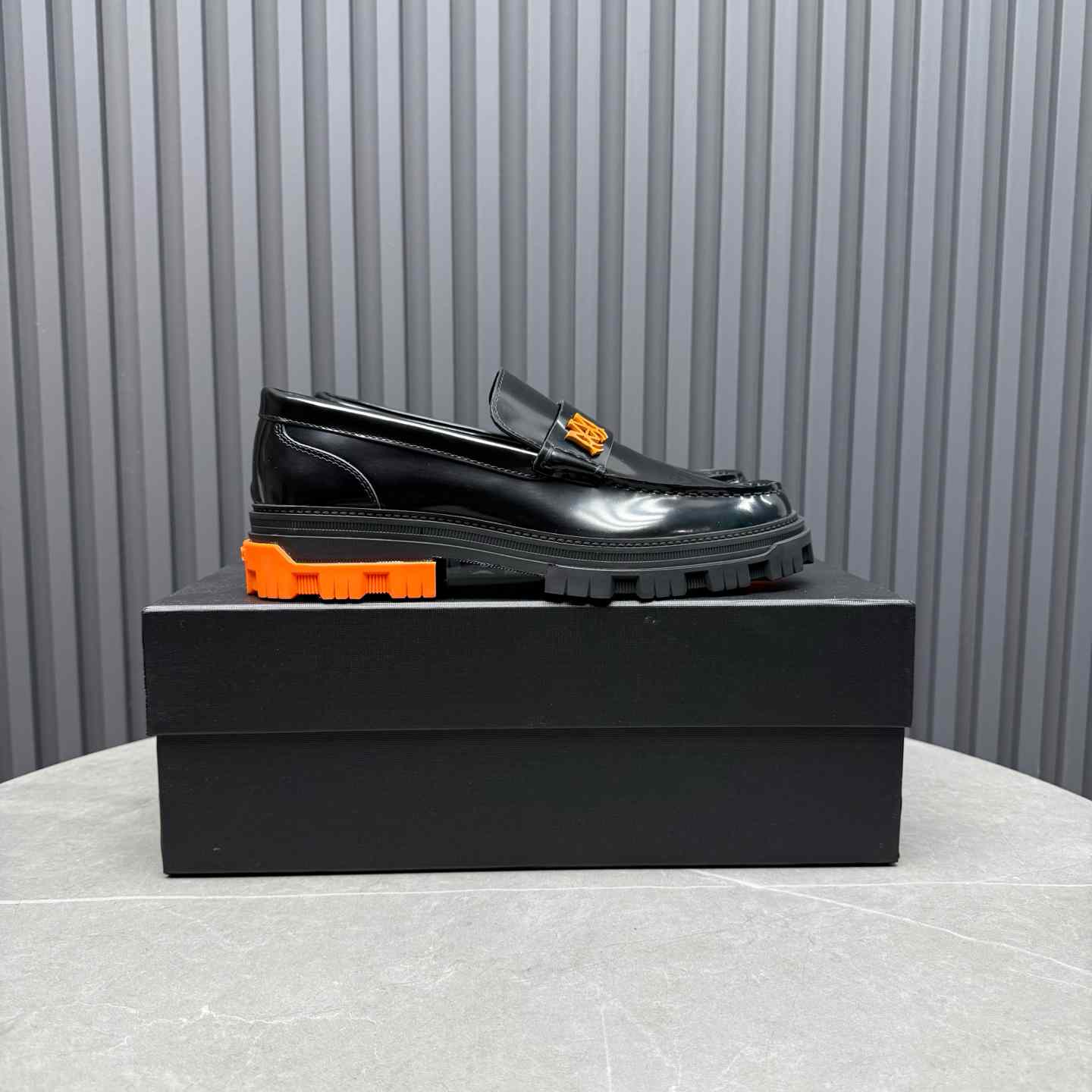 Amiri Military Leather Loafers Black/Orange - FashionPlug