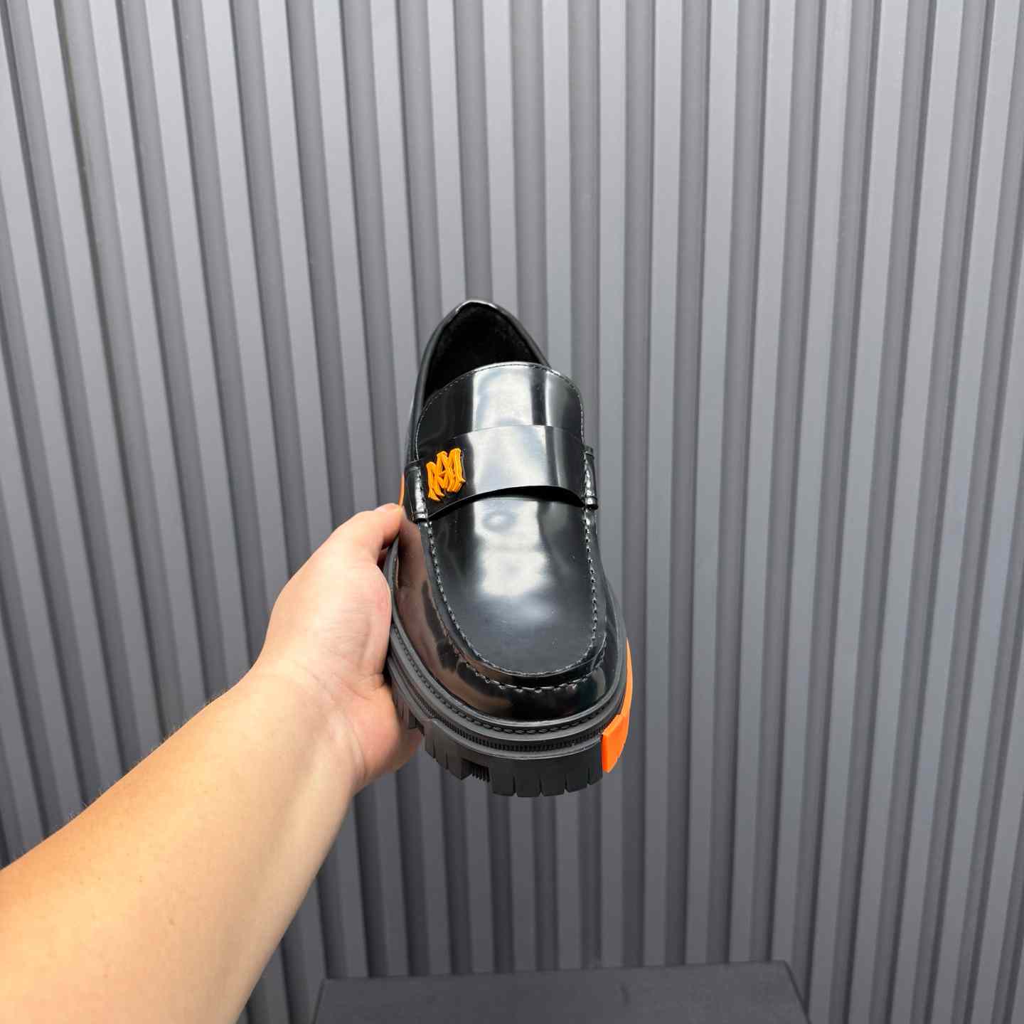 Amiri Military Leather Loafers Black/Orange - FashionPlug