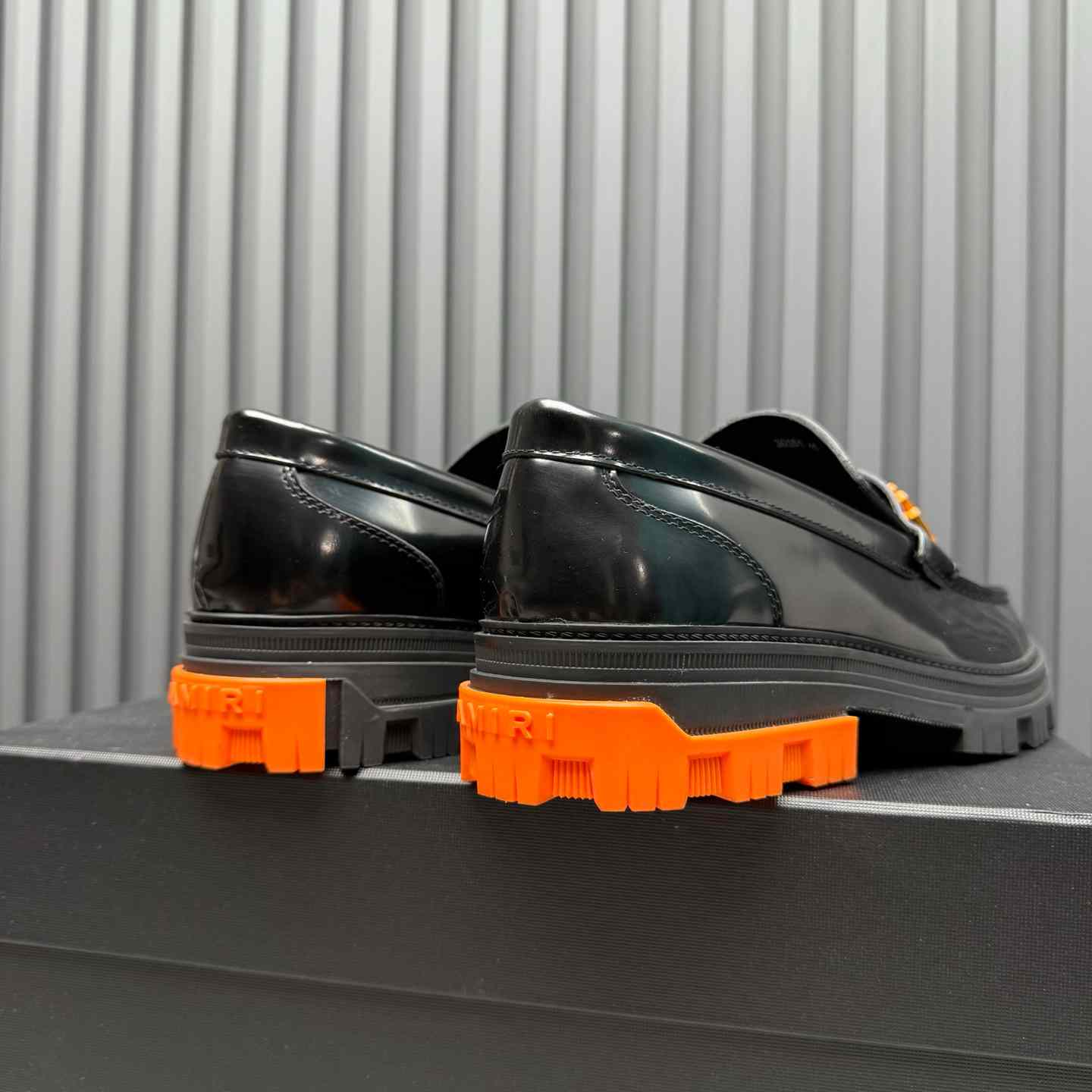 Amiri Military Leather Loafers Black/Orange - FashionPlug