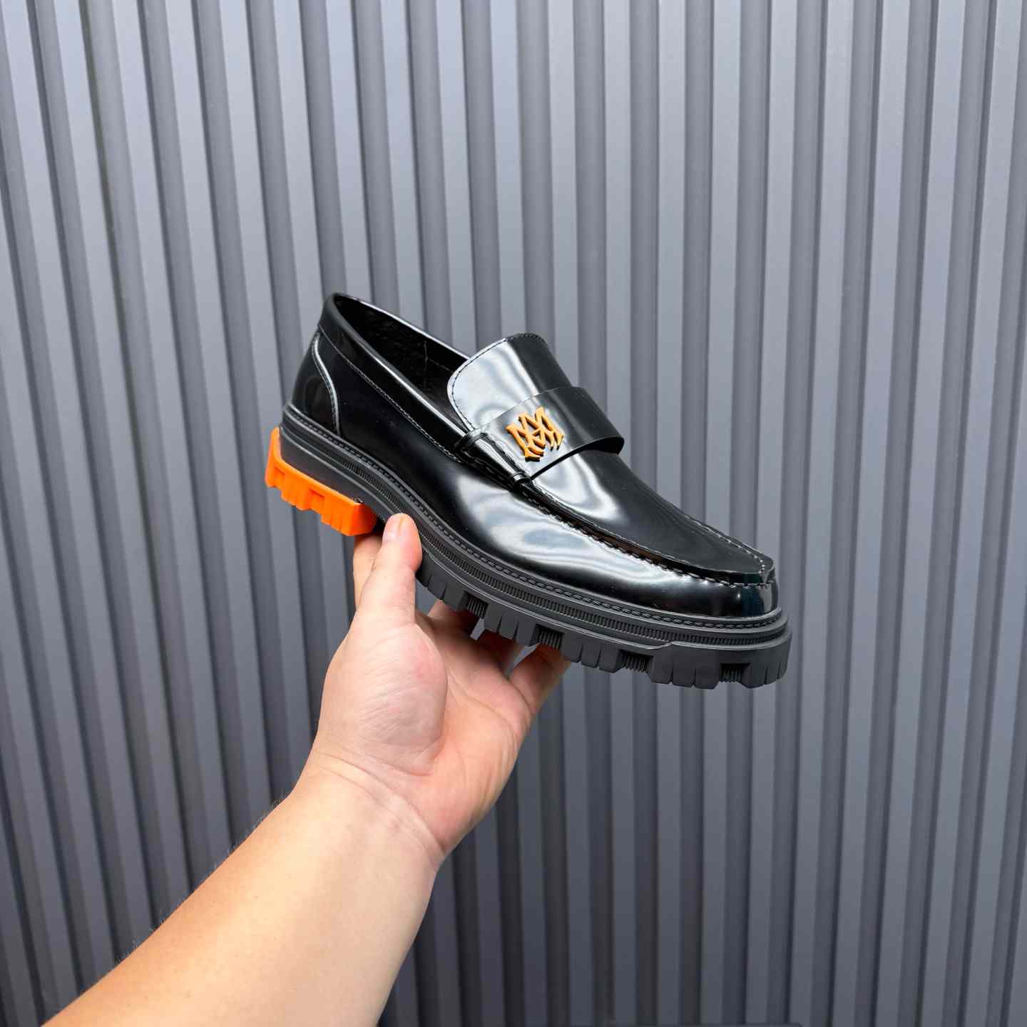 Amiri Military Leather Loafers Black/Orange - FashionPlug