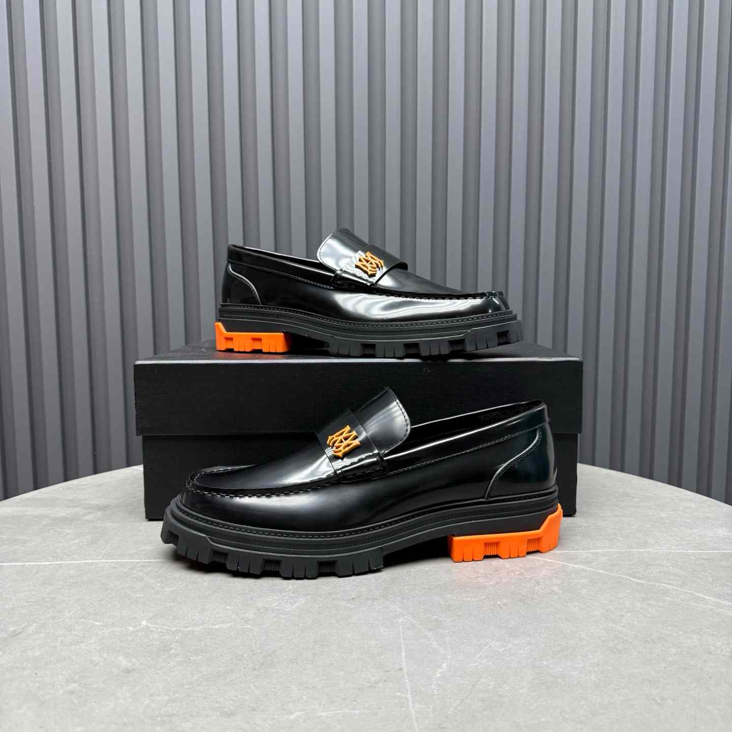 Amiri Military Leather Loafers Black/Orange - FashionPlug