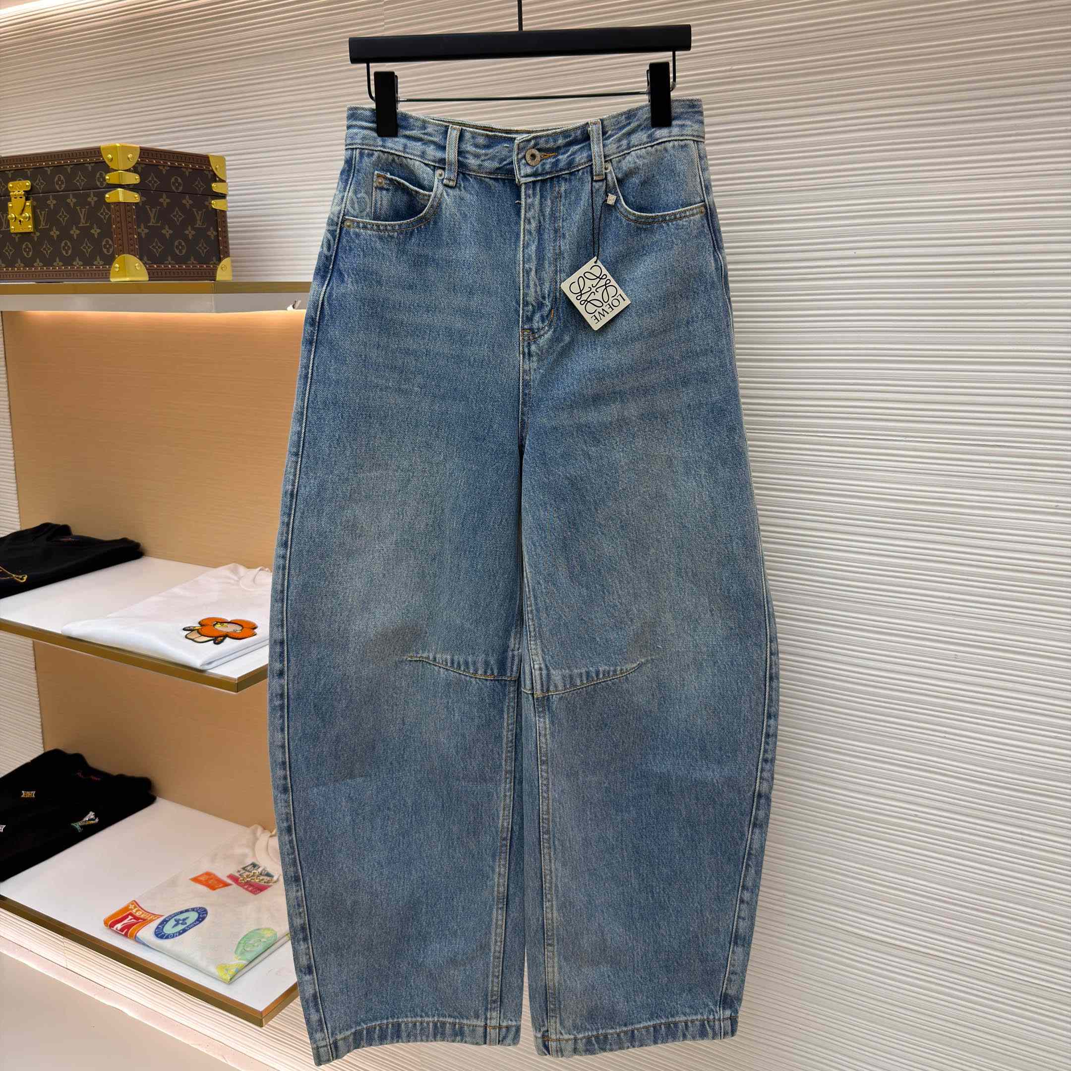 Loewe Anagram Barrel Jeans 'Washed Denim' - FashionPlug