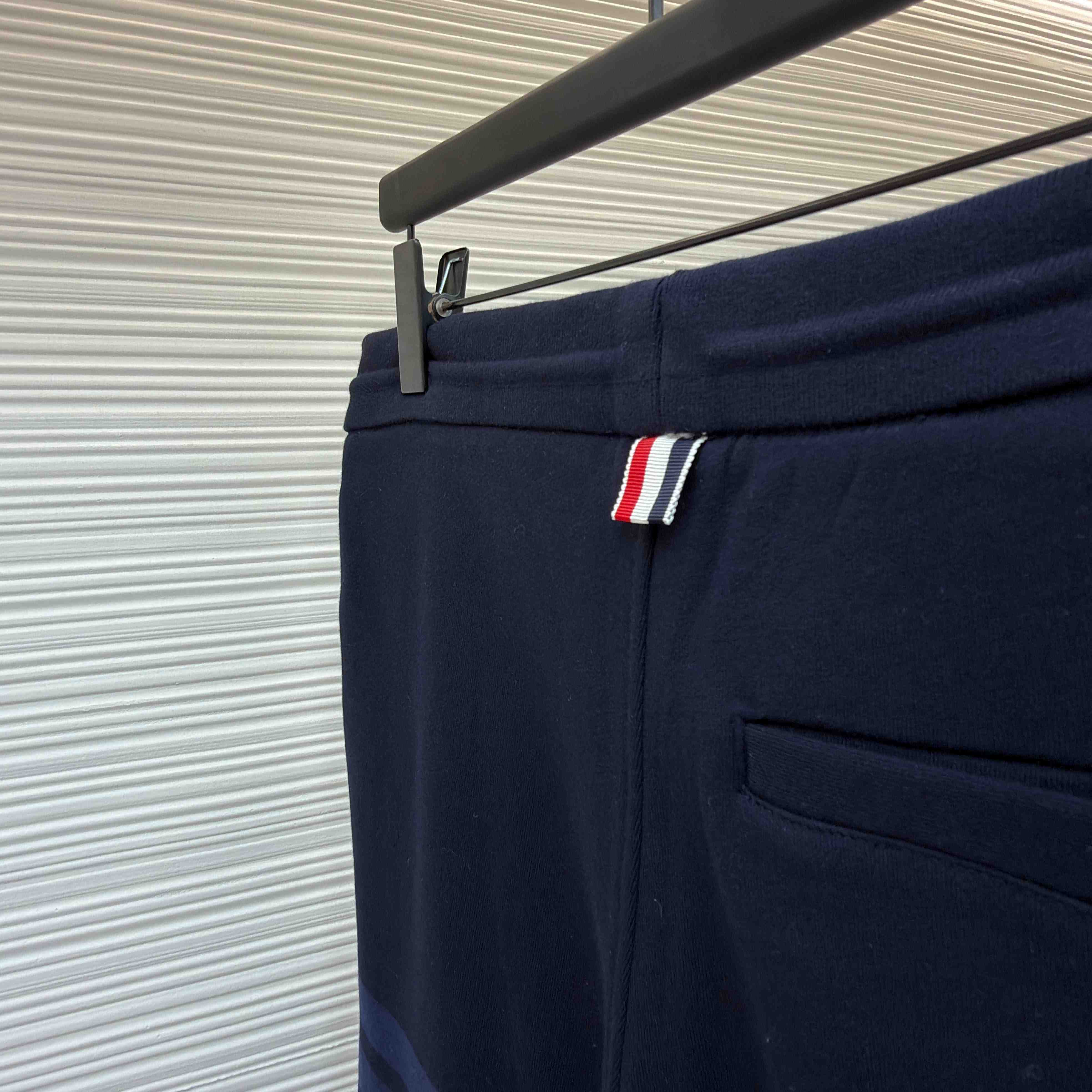 Thom Browne Navy Loopback 4-Bar Shorts - FashionPlug