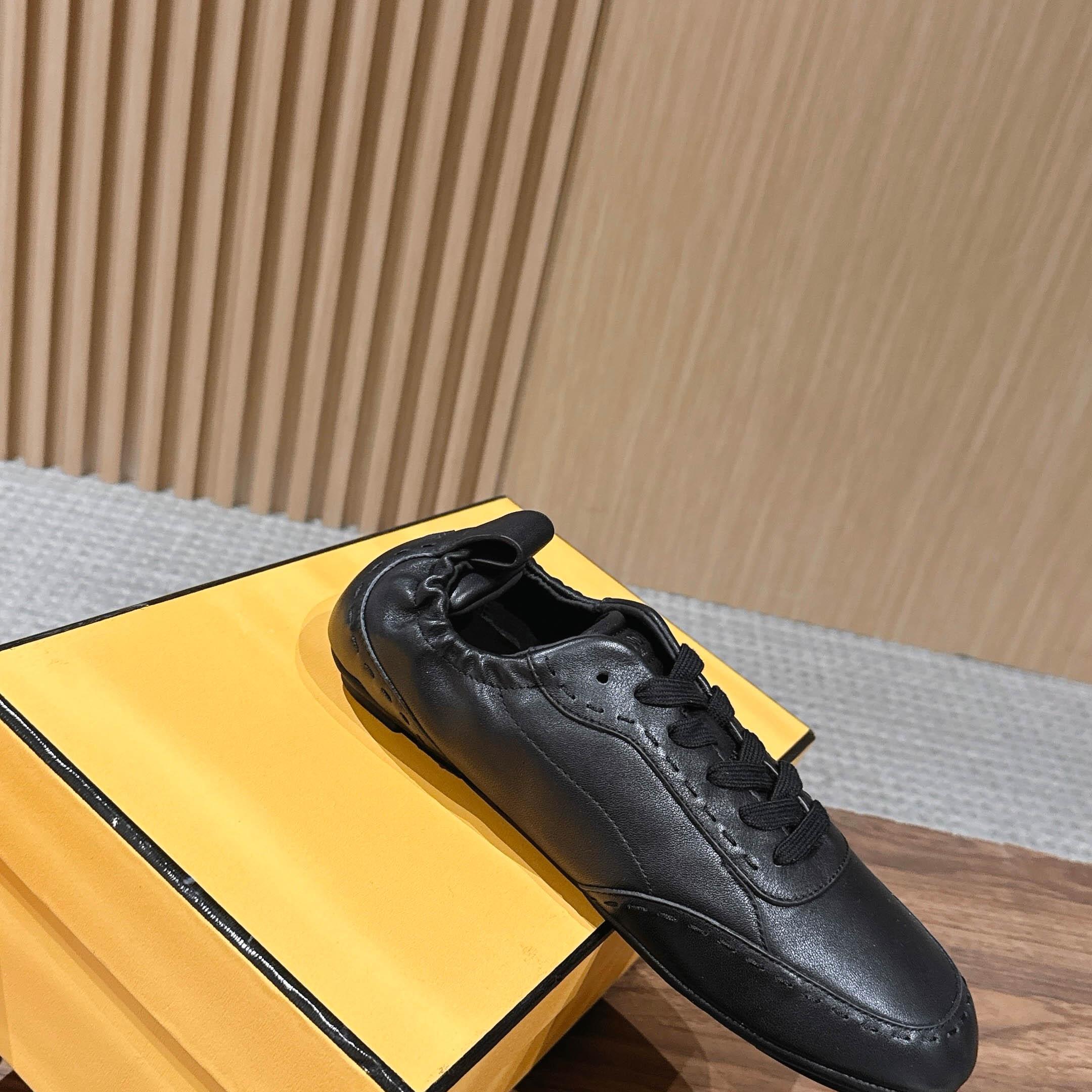 Fendi Black Leather Low-Tops Sneakers - FashionPlug