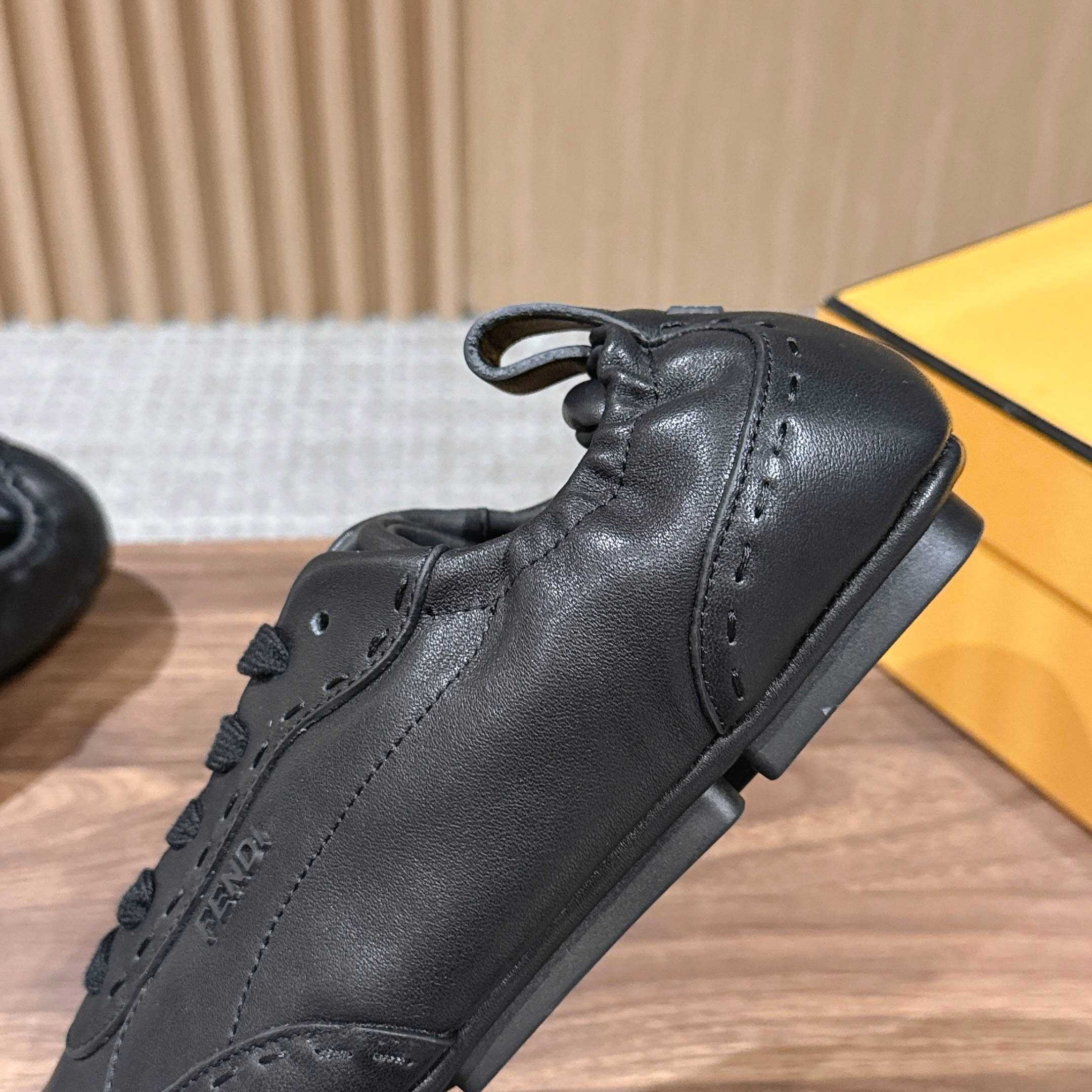 Fendi Black Leather Low-Tops Sneakers - FashionPlug