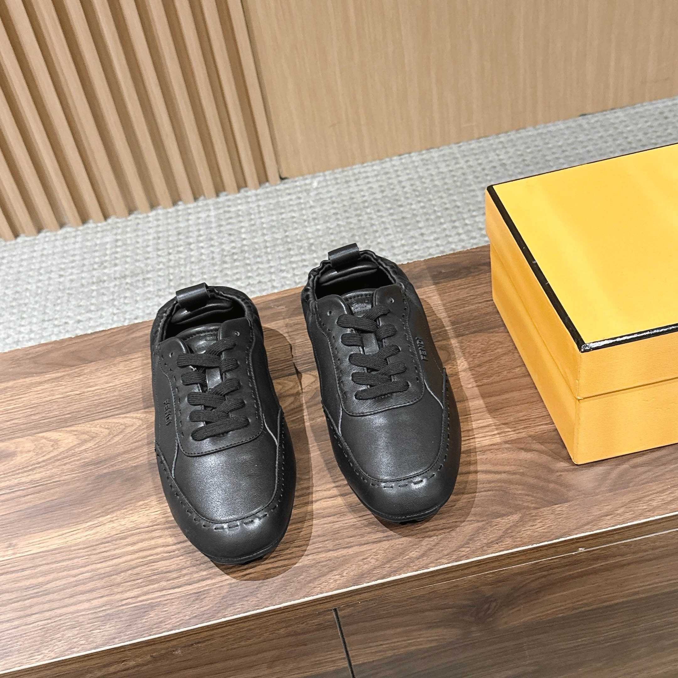 Fendi Black Leather Low-Tops Sneakers - FashionPlug