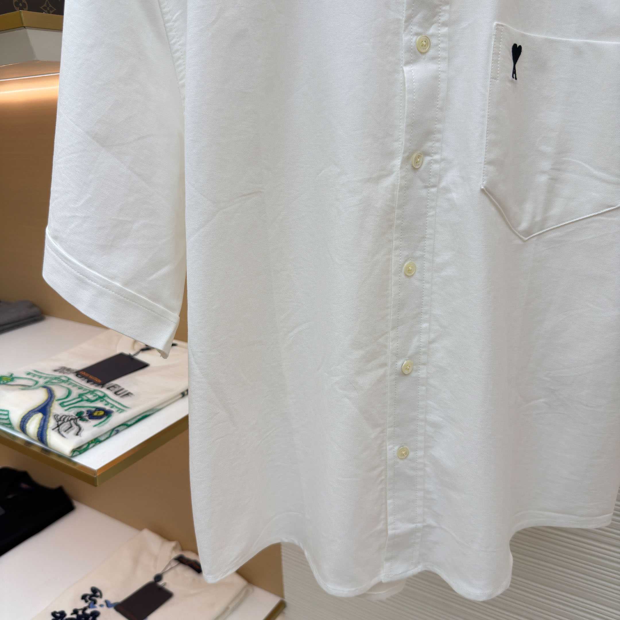 AMI Paris Ami Button-Down Short-Sleeve Shirt - FashionPlug