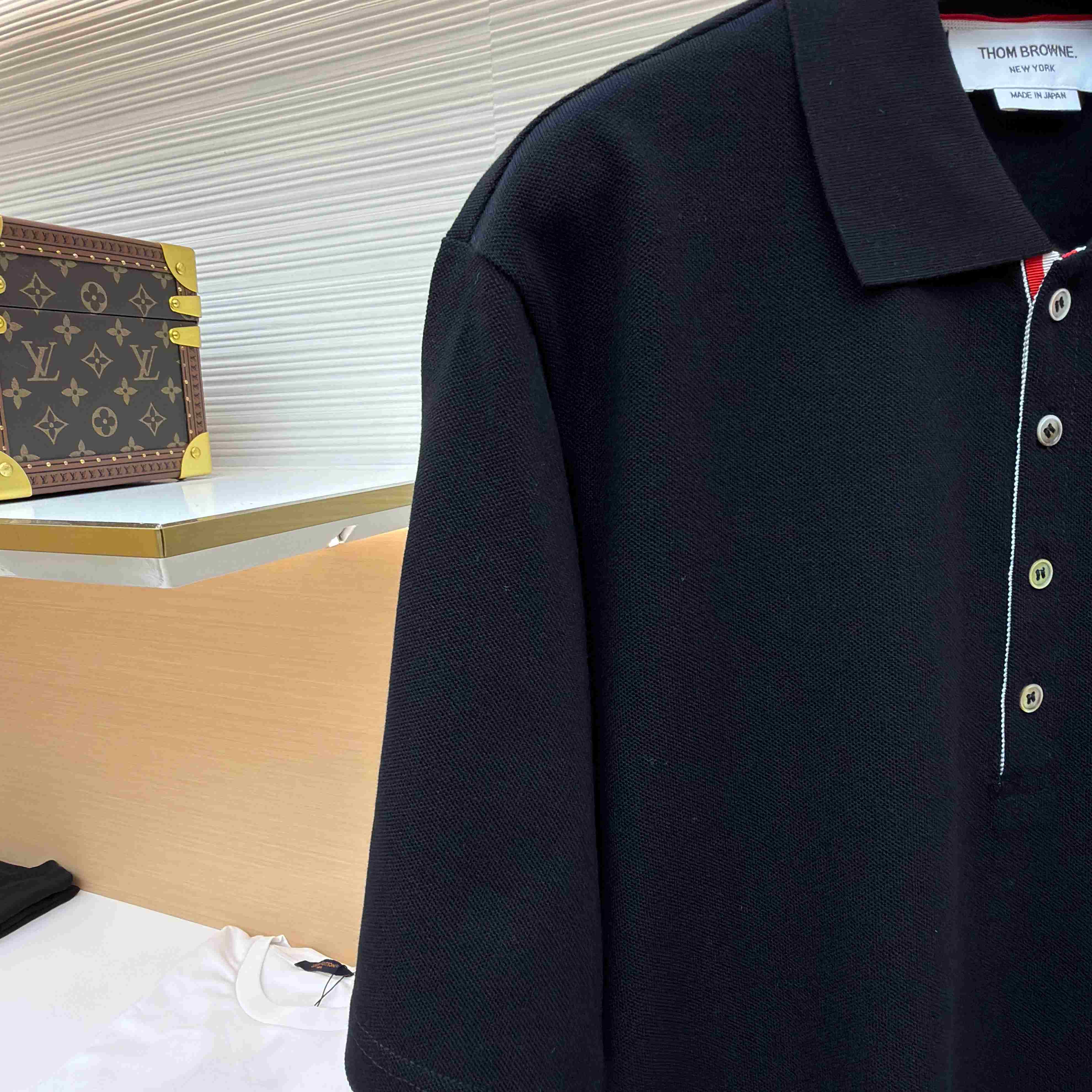 Thom Browne Classic Pique 4-Bar Short Sleeve Polo   - FashionPlug