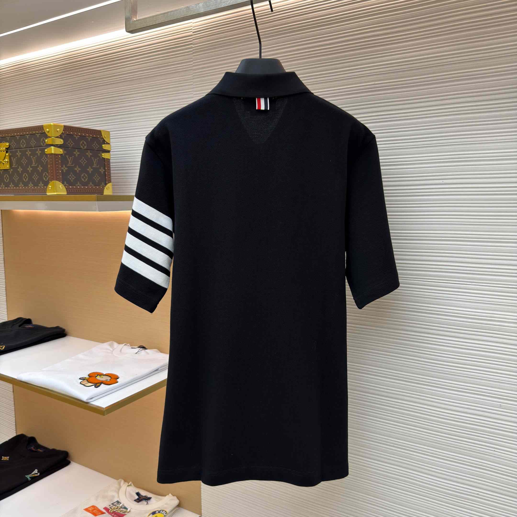 Thom Browne Classic Pique 4-Bar Short Sleeve Polo   - FashionPlug