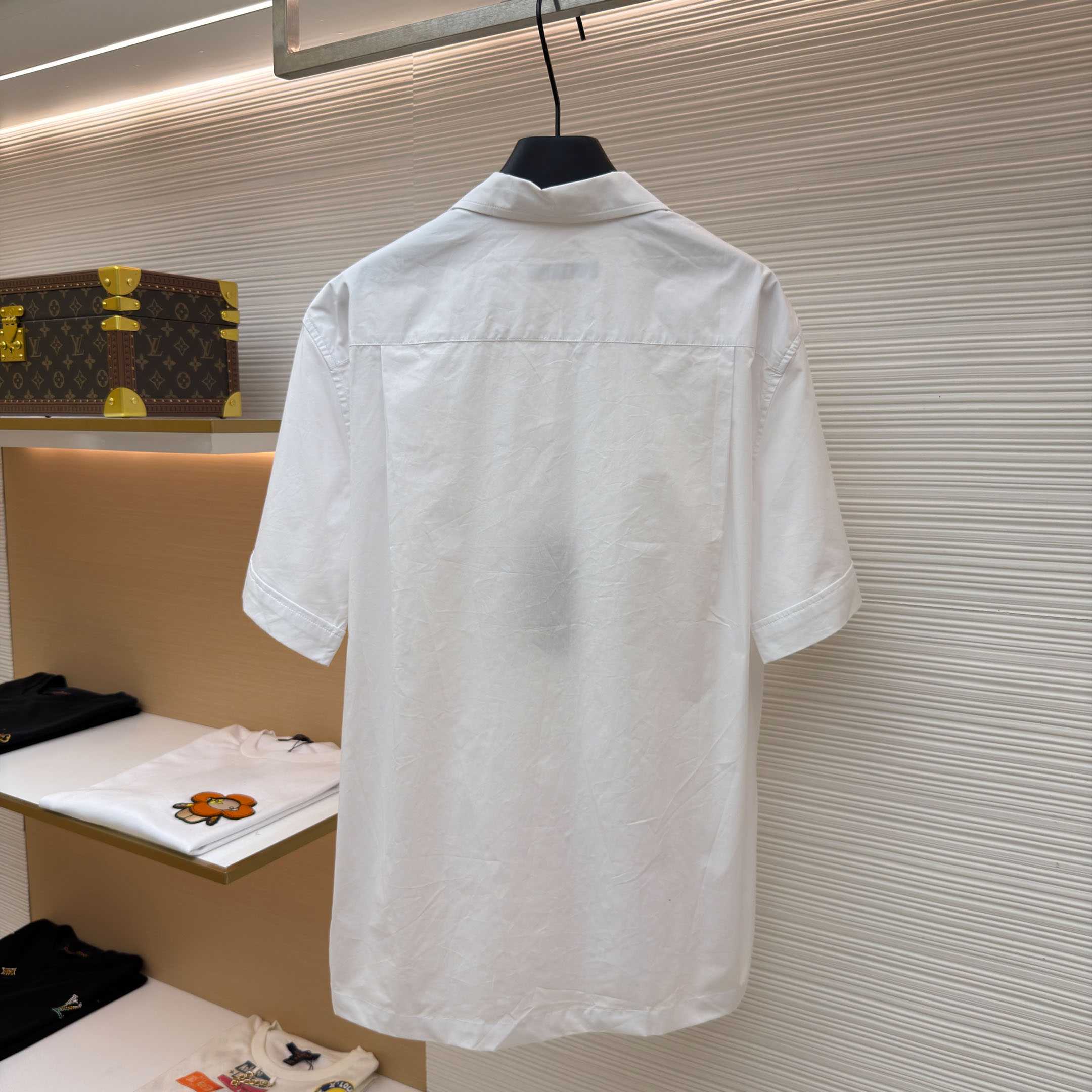 Dolce & Gabbana Logo Plaque Cotton Short Sleeved Shirt - FashionPlug