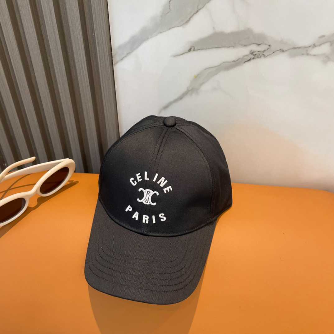 Celine Paris Triomphe Embroidered Baseball Cap  - FashionPlug