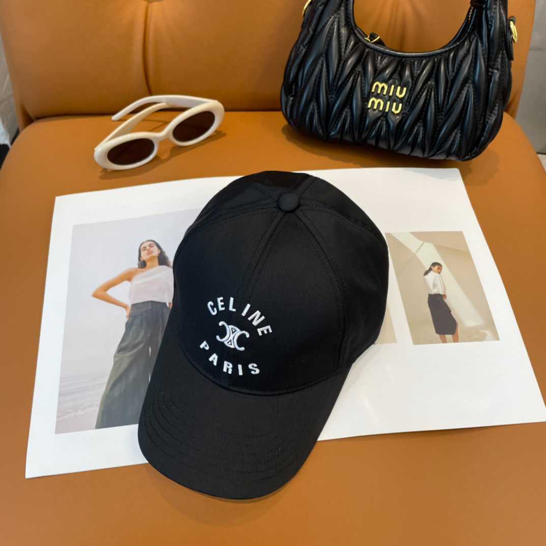 Celine Paris Triomphe Embroidered Baseball Cap  - FashionPlug