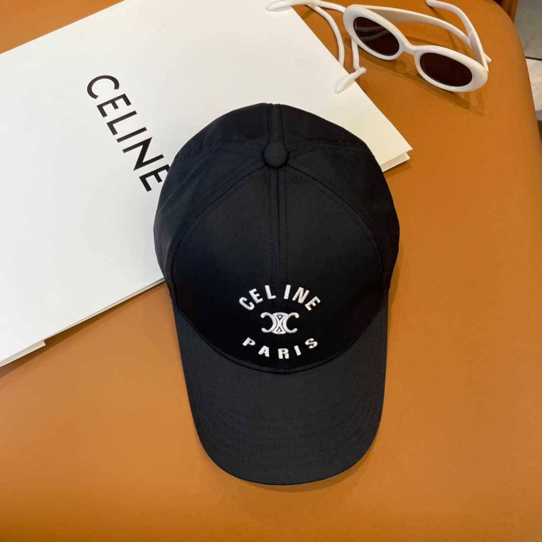 Celine Paris Triomphe Embroidered Baseball Cap  - FashionPlug