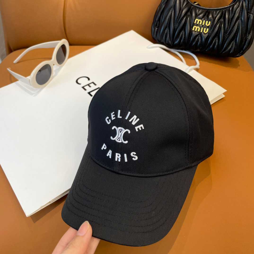 Celine Paris Triomphe Embroidered Baseball Cap  - FashionPlug