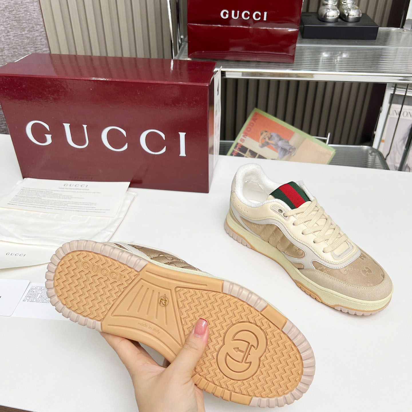 Gucci Re-Web Sneakers - FashionPlug