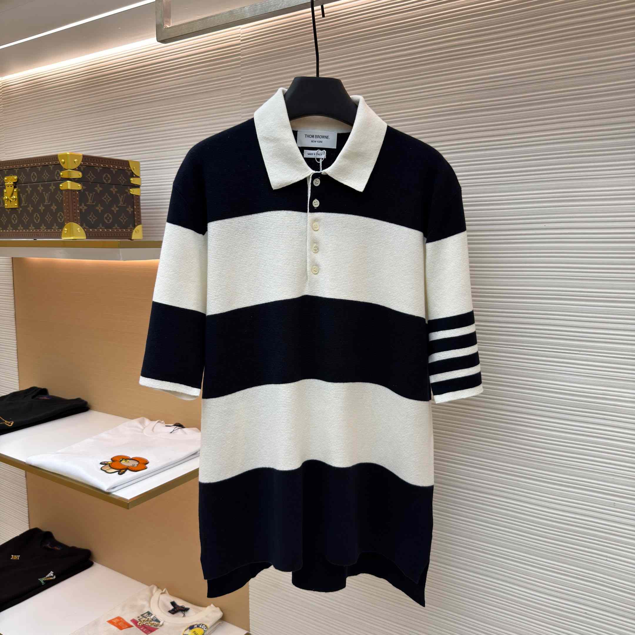 Thom Browne Striped Polo Shirt - FashionPlug