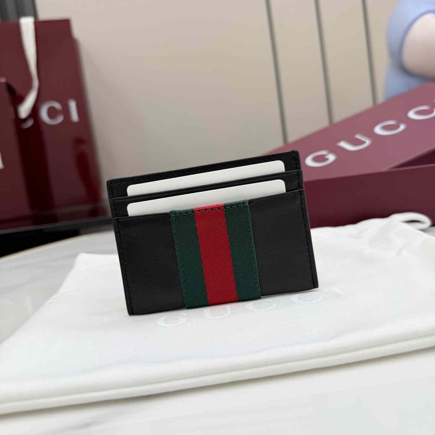 Gucci Web Trademark Card Case - FashionPlug