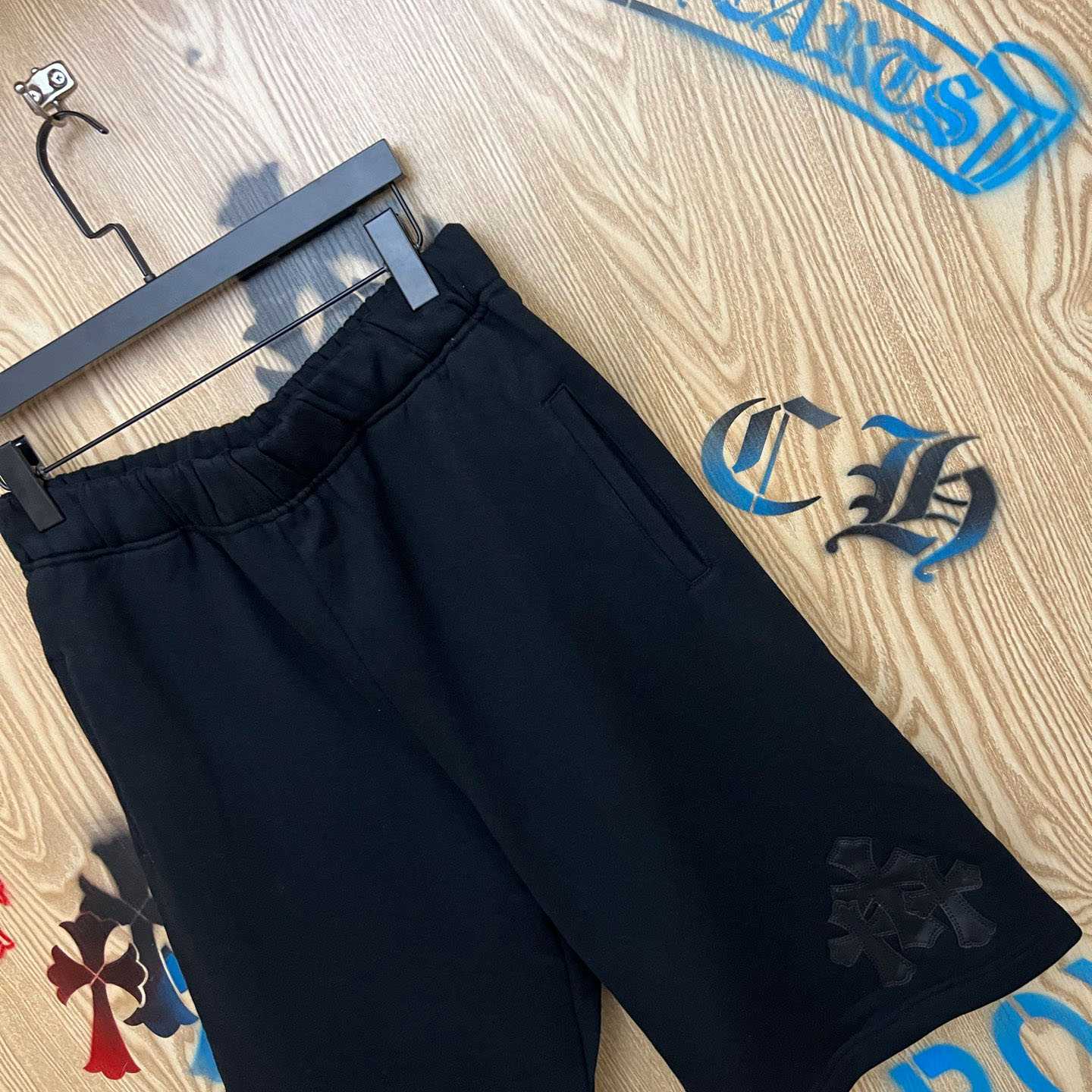 Chrome Hearts Cross Patch Sweatshorts - FashionPlug