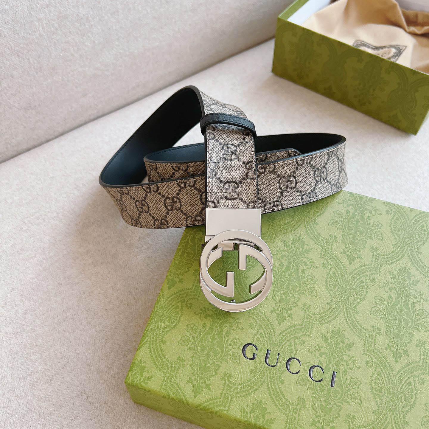Gucci  Reversible Belt With Interlocking G Buckle - FashionPlug