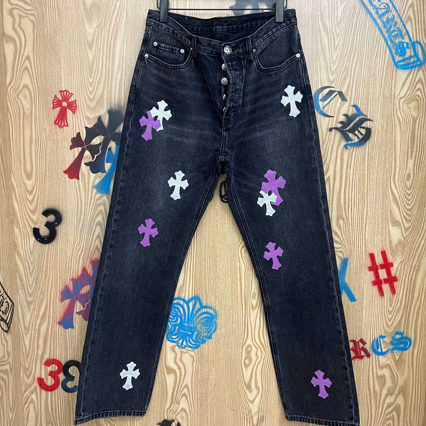 Chrome Hearts Levi’s Cross Patch Jeans - FashionPlug