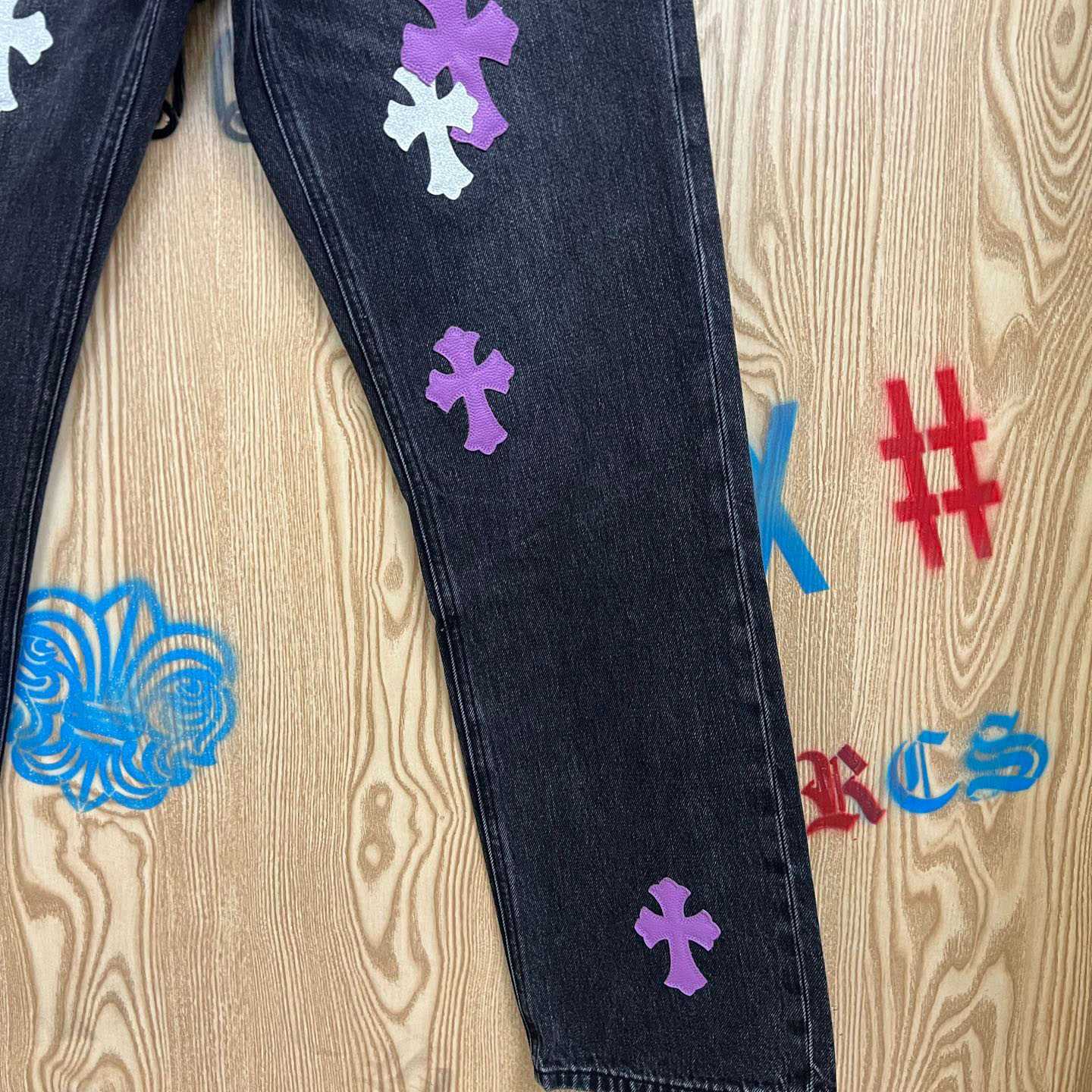 Chrome Hearts Levi’s Cross Patch Jeans - FashionPlug