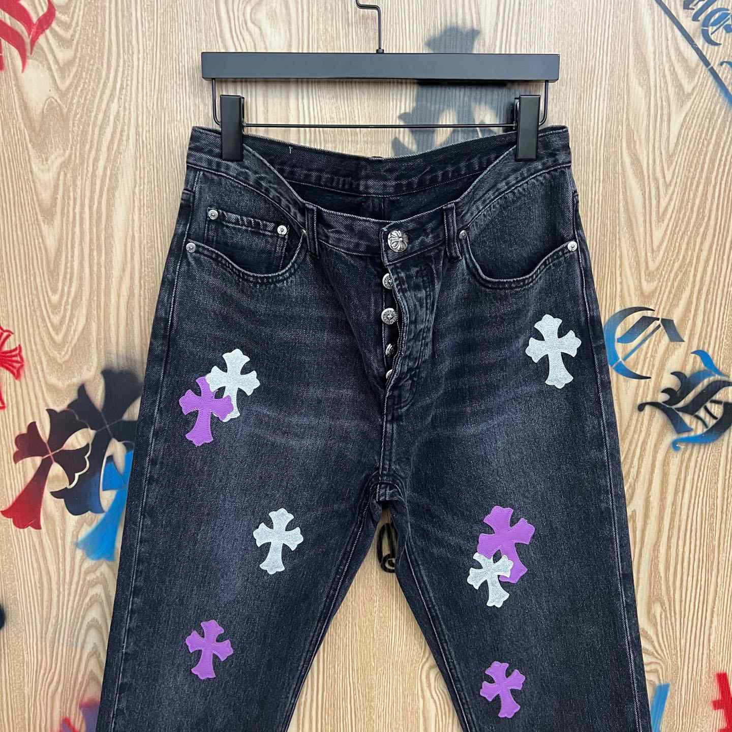 Chrome Hearts Levi’s Cross Patch Jeans - FashionPlug