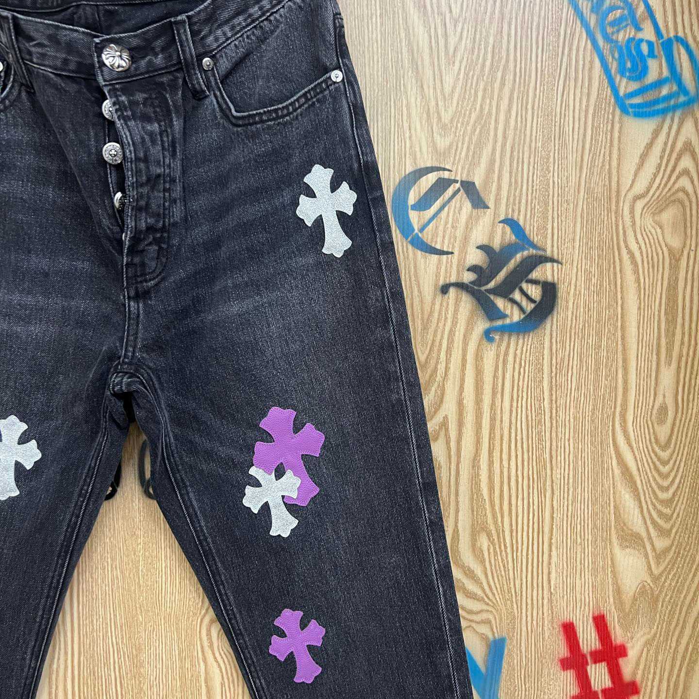 Chrome Hearts Levi’s Cross Patch Jeans - FashionPlug